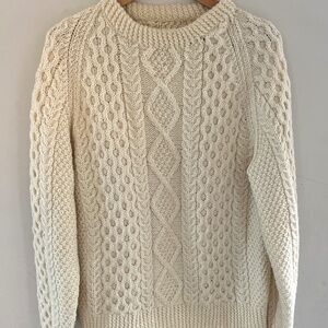 Authentic Vintage Irish Cable-Knit Wool Sweater, Beautiful!